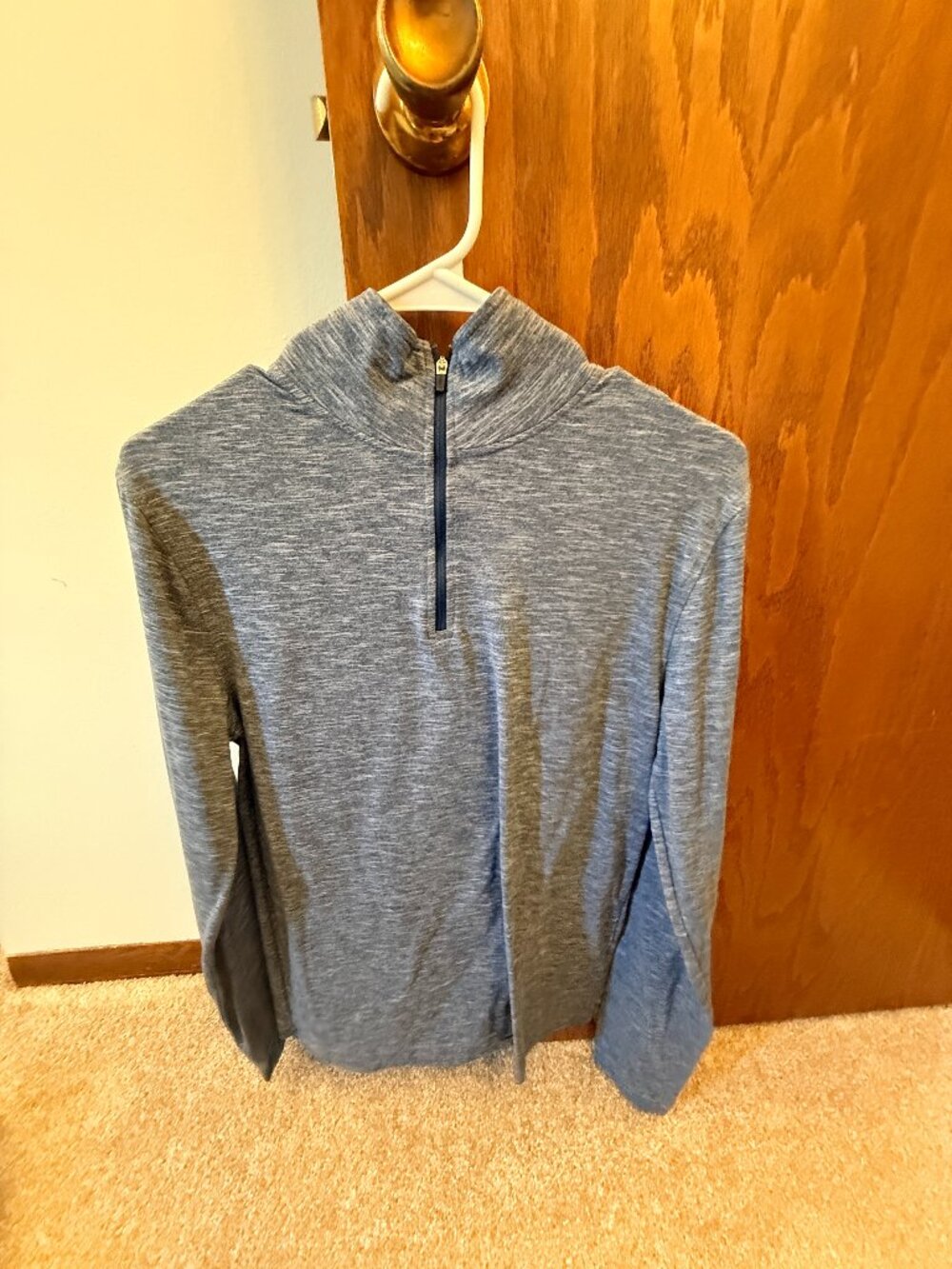J.Crew Performance Men’s Heathered Blue Half-Zip Pullover Small